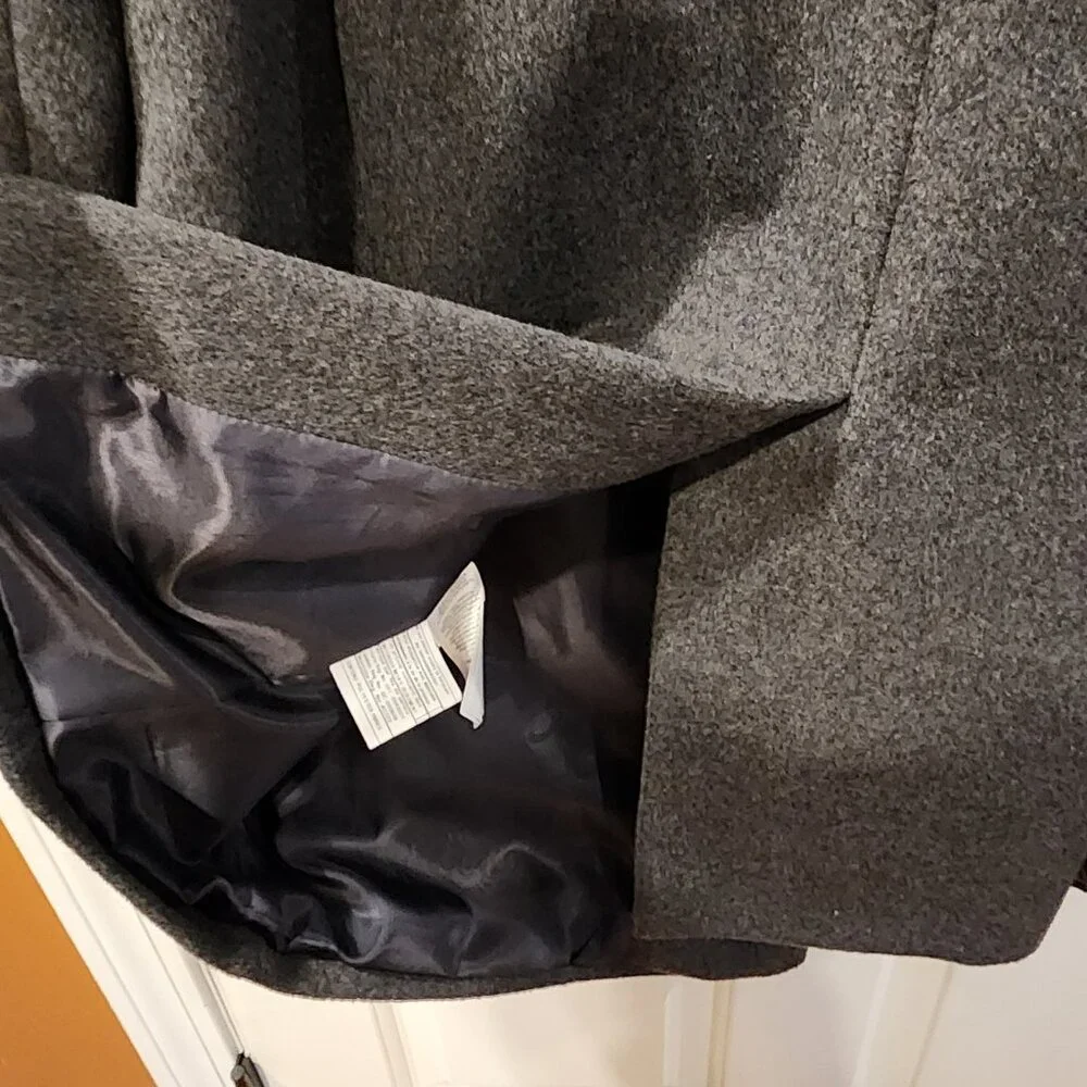 LAUREN Ralph Lauren Reefer Wool Blend Coat Charcoal Gray Grey Womens Size 10 - Picture 8 of 10